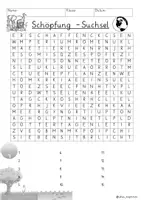 Vista previa - Juegos / Gamificación - Schöpfung Suchsel Buchstabengitter Religion Schöpfungsgeschichte Religión Alemán / Deutsch - página 1