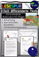 Vorschau - Stundenentwürfe - Lesespur "Ein Kriminalfall -Bankraub in Alt Pingen" - Deckblatt