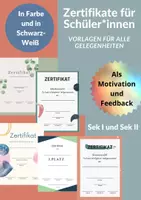 Vorschau - Arbeitsblätter - Zertifikat Urkunde Zeugnis für alle Gelegenheiten zum Selbstausfüllen, SEK I SEK II; Vorlagen, blanko - Deckblatt