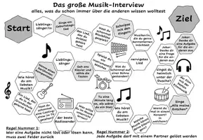 Vorschau - Arbeitsblätter - musikalisches Kennenlernspiel: Musik Interview (Würfelspiel) - Deckblatt