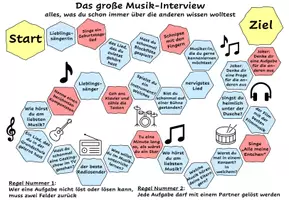 Vorschau - Arbeitsblätter - musikalisches Kennenlernspiel: Musik Interview (Würfelspiel) - Seite 1