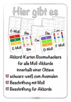 Vorschau - Bildkarten - Boomwhacker Tafelmaterial • alle MOLL-Akkorde schwarz-weiß selbst gestalten • Liedbegleitung - Seite 1