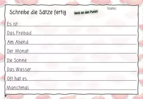 Vorschau - Arbeitsblätter - Sommersätze - Schreibe die Sätze fertig - Seite 3