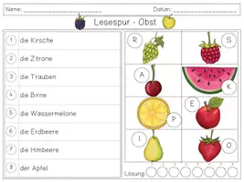 Vorschau - Arbeitsblätter - Mini Lesespur OBST und GEMÜSE - 4fach differenziert - Seite 2