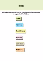 Vorschau - Arbeitsblätter - Kreuzworträtsel zum DaZ-Wortschatz: Tiere, Ernährung, Zuhause, Schule, Kleidung, Körper - Seite 1