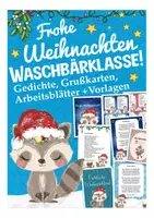 Vorschau - Mal- und Bastelvorlagen - Waschbärklasse - Weihnachten Gedichte und Grußkarten - Deckblatt