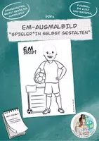 Vorschau - Mal- und Bastelvorlagen - Ausmalbild Fussball EM "Spieler*in selbst gestalten" Gratis! - Deckblatt