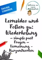 Vorschau - Präsentationen/Tafelbilder - Folien zum Lernvideo Wiederholung simple past Fragen Verneinung Kurzantworten - Deckblatt