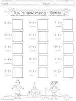 Vorschau - Arbeitsblätter - Rechenspaziergang SOMMER Einmaleins - 2 Differenzierungen - Seite 1