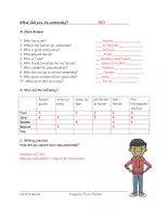 Vista previa - Tarjetas / Manipulativos - English Past Tense Reading: What did you do yesterday? Lectura in inglés - página 2