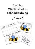 Vorschau - Arbeitsblätter - Puzzle, Würfelspiel & Schneideübung „BIENE“ (Zahlen bis 6 & Würfel) - Deckblatt