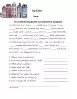 Vista previa - Hojas de trabajo - English Articles Worksheet: Artículos en Inglés - Portada