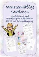 Vorschau - Arbeitsblätter - Monstermäßige Stationen im ZR 20 mit Zehnerübergang - Deckblatt