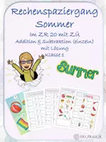 Vorschau - Arbeitsblätter - Rechenspaziergang Sommer ZR 20 mit ZÜ - Addition & Subtraktion (einzeln) - Deckblatt