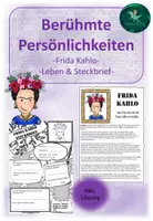 Vorschau - Arbeitsblätter - Frida Kahlo I Leben I Steckbrief I motivierende Textarbeit - Deckblatt