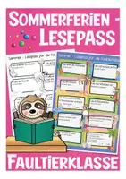 Vorschau - Arbeitsblätter - Sommerferien - Lesepass - Faultierklasse - Deckblatt
