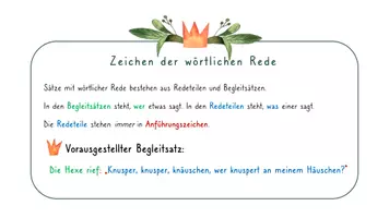 Vorschau - Arbeitsblätter - Wörtliche Rede in Märchen - Seite 1
