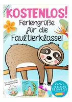Vorschau - Mal- und Bastelvorlagen - Feriengrüße Faultierklasse kostenlos Klassentier Faultier - Deckblatt