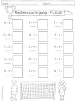 Vorschau - Spiele - Rechenspaziergang FUßBALL Addition Subtraktion Zahlenraum 20 - 2 Differenzierungen - WM Weltmeisterschaft 2026 - EM Europameisterschaft - Seite 1