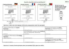 Vorschau - Arbeitsblätter - Quelle équipe est la meilleure? Komparativ und Superlativ von französischen Adjektiven üben (Championnat d'Europe) - Deckblatt