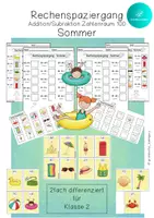 Vorschau - Arbeitsblätter - Rechenspaziergang SOMMER Addition Subtraktion Zahlenraum 100 - 2 Differenzierungen - Klasse 2 - Deckblatt