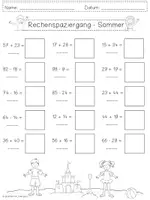 Vorschau - Arbeitsblätter - Rechenspaziergang SOMMER Addition Subtraktion Zahlenraum 100 - 2 Differenzierungen - Klasse 2 - Seite 2