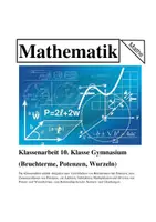 Vorschau - Klassenarbeiten - Klassenarbeit 10. Klasse Gymnasium (Bruchterme, Potenzen, Wurzeln) - Deckblatt