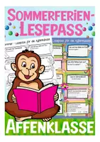 Vorschau - Fördermaterial/Inklusion - Sommerferien Lesepass Affenklasse - Deckblatt
