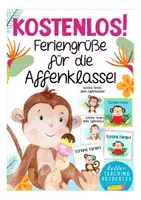 Vorschau - Mal- und Bastelvorlagen - Feriengrüße Affenklasse kostenlos - Deckblatt