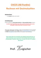 Vorschau - Arbeitsblätter - Kompetenzcheck: Rechnen mit Dezimalzahlen 1 (mit Lösungen) - Deckblatt