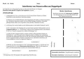 Vorschau - Arbeitsblätter - Interferenz von Wasserwellen in der Wellenwanne und akustische Interferenz (+Lösung) - Seite 1