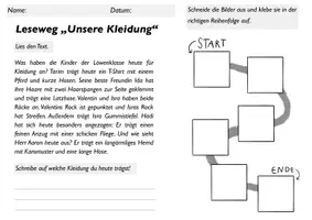 Vorschau - Arbeitsblätter - Leseweg "Unsere Kleidung" für Jhg. 3 Deutsch - Seite 1