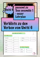 Vorschau - Arbeitsblätter - Tous Ensemble 1: Alle Verben Unité 6 - Deckblatt