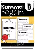 Vorschau - Arbeitsblätter - Kommaregeln - Merkblatt & PowerPoint-Präsentation - Deckblatt