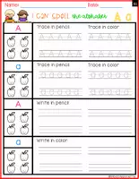 Vista previa - Hojas de trabajo - I Can Spell The Alphabet SET 1 REPETITION Back To School in color - página 3