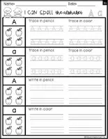 Vista previa - Hojas de trabajo - I Can Spell The Alphabet SET 1 REPETITION Back To School bw - página 3