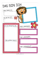 Vorschau - Arbeitsblätter - Das bin ich - Löwenklasse Arbeitsblätter - Seite 1