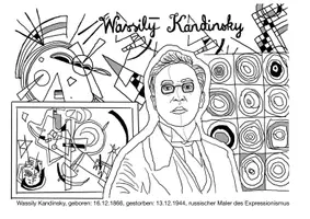 Vorschau - Arbeitsblätter - KUNST zum Ausmalen: tolles Kandinsky Ausmalbild (PDF) - Seite 1