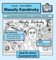Vorschau - Arbeitsblätter - KUNST zum Ausmalen: tolles Kandinsky Ausmalbild (PDF) - Deckblatt