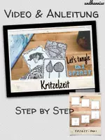 Vorschau - Arbeitsblätter - Tangle Doodle Kritzelkunst mit Video Kunst Sekundarstufe - Deckblatt