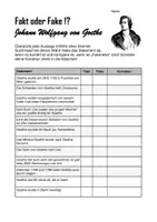 Vorschau - Arbeitsblätter - interaktives Fakt oder Fake: Goethe (PDF) - Seite 1