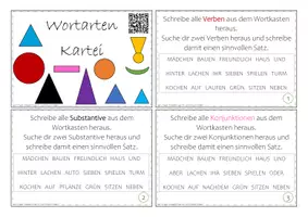 Vorschau - Stationenlernen - Wortarten bestimmen: Aufgabenkarten - Deckblatt