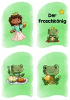 Vorschau - Spiele - Kettenlesespiel / Vorlese-Domino – DER FROSCHKÖNIG (Leseförderung Klasse 1–2) - Seite 2