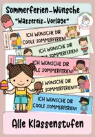Vorschau - Anderer Materialtyp - Sommerferien-Wünsche I Wassereis-Vorlage I Kl. 1-5 - Deckblatt