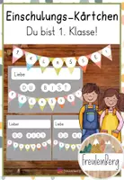Vorschau - Anderer Materialtyp - Du bist 1. Klasse! - Begrüßungskärtchen - Einschulung - Deckblatt