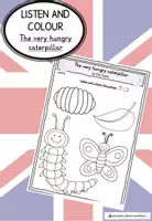 Vorschau - Arbeitsblätter - Listen and colour: "The very hungry caterpillar" (Eric Carle) - Deckblatt