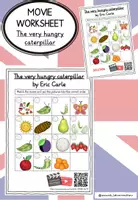 Vorschau - Arbeitsblätter - Worksheet zum Kurzfilm oder Buch "The very hungry caterpillar" - Deckblatt