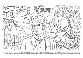 Vorschau - Stationenlernen - KUNST zum Ausmalen: Franz Marc Ausmalbild (PDF) - Seite 1