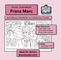 Vorschau - Stationenlernen - KUNST zum Ausmalen: Franz Marc Ausmalbild (PDF) - Deckblatt