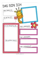 Vorschau - Arbeitsblätter - Das bin ich Giraffenklasse Arbeitsblätter - Seite 1